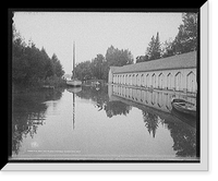 Historic Framed Print, The Boat house, old channel, Charlevoix, Mich.,  17-7/8" x 21-7/8"