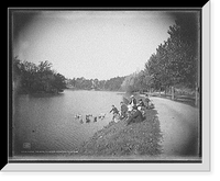 Historic Framed Print, Feeding the ducks, Fellsmere reservoir, Malden, Mass.,  17-7/8" x 21-7/8"