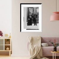 Historic Framed Print, Duke and Duchess of Connaught, standing on steps before elaborate doors,  17-7/8" x 21-7/8"