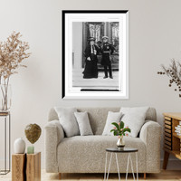 Historic Framed Print, Duke and Duchess of Connaught, standing on steps before elaborate doors,  17-7/8" x 21-7/8"