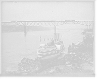 Historic Framed Print, Passing over and under Poughkeepsie bridge, Poughkeepsie, N.Y.,  17-7/8" x 21-7/8"