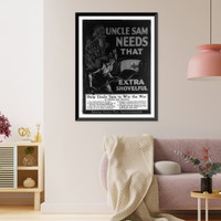 Historic Framed Print, Uncle Sam needs that extra shovelful. F. Sindelar.,  17-7/8" x 21-7/8"