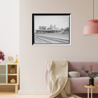 Historic Framed Print, D. & H.R.R. [Delaware & Hudson Railroad] station, Hotel Champlain, N.Y.,  17-7/8" x 21-7/8"