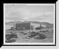 Mexican adobe house, Mt. Franklin in distance, El Paso, Texas, Antique Poster