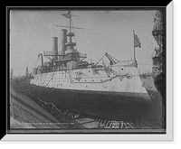 Historic Framed Print, U.S.S. Iowa in dry dock, Brooklyn Navy Yard,  17-7/8" x 21-7/8"