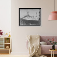 Historic Framed Print, U.S.S. Iowa in dry dock, Brooklyn Navy Yard,  17-7/8" x 21-7/8"