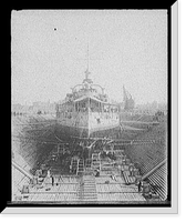 Historic Framed Print, U.S.S. Massachusetts in dry dock - 4,  17-7/8" x 21-7/8"