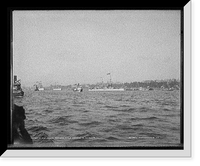 Historic Framed Print, Dewey Naval Parade, U.S.S. Indiana in advance,  17-7/8" x 21-7/8"