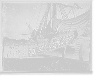 Historic Framed Print, Cadets embarking on U.S.S. Constellation for summer cruise, U.S. Naval Academy - 2,  17-7/8" x 21-7/8"