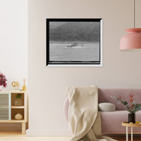Historic Framed Print, Wreck of the Cristobal Colon, Battle of Santiago, 1898,  17-7/8" x 21-7/8"