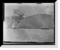Historic Framed Print, Explosion of the Vizcaya, Battle of Santiago, July 3, 1898,  17-7/8" x 21-7/8"
