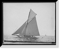 Historic Framed Print, Columbia setting jib-topsail, Sept. 28, 1901,  17-7/8" x 21-7/8"