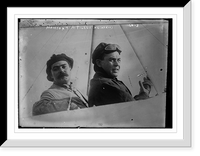Historic Framed Print, Moissant and Fileux, his mechanic, in aeroplane,  17-7/8" x 21-7/8"