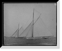 Historic Framed Print, Reliance and Shamrock III maneuvering for the start, Aug. 25, 1903,  17-7/8" x 21-7/8"