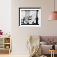 Historic Framed Print, Lanigan and Doolin at desk,  17-7/8" x 21-7/8"