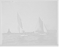 Historic Framed Print, Finesse and Rooster II before the start, Put-in-Bay,  17-7/8" x 21-7/8"