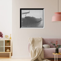 Historic Framed Print, Str. Lyman C. Smith, stern view before the launch,  17-7/8" x 21-7/8"