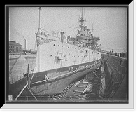 Historic Framed Print, U.S.S. Maryland in dry dock, Charelston [sic] Navy Yard,  17-7/8" x 21-7/8"