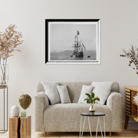 Historic Framed Print, Half Moon re-entered Hudson River after an absence of 300 years,  17-7/8" x 21-7/8"