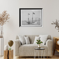 Historic Framed Print, Half Moon re-entered Hudson River after an absence of 300 years - 2,  17-7/8" x 21-7/8"