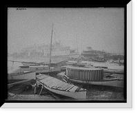 Old boats beached to rot away, New York City, Vintage Print