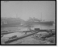 Old boats beached to rot away, New York City - 2, Antique Print