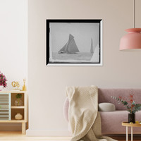 Historic Framed Print, [Reliance and Shamrock III coming for the line],  17-7/8" x 21-7/8"