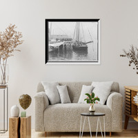Historic Framed Print, [Fishing schooner at T" wharf Boston Mass.]",  17-7/8" x 21-7/8"