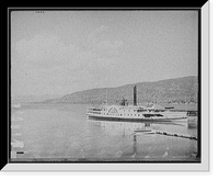 Historic Framed Print, [Steamboat dock from Fort William Henry Hotel, Lake George, N.Y.],  17-7/8" x 21-7/8"