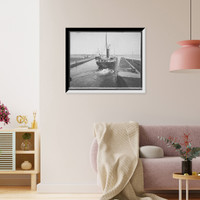 Str. Charles M. Warner leaving Poe Lock, Sault Ste. Marie, Mich, Vintage Print