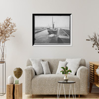 Str. Charles M. Warner leaving Poe Lock, Sault Ste. Marie, Mich, Vintage Print
