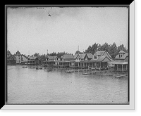 Historic Framed Print, [Cottages at riverside, St. Clair Flats, Mich.],  17-7/8" x 21-7/8"