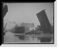 Historic Framed Print, [Pere Marquette 18 passing State Street bridge, Chicago, Ill.],  17-7/8" x 21-7/8"