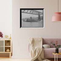 Str. New York under Poughkeepsie Bridge, Hudson River, N.Y, Vintage Print