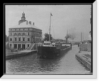 Freighter in Poe Lock, looking down, Sault Ste. Marie, Mich. Classic, Antique Print