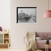 Freighter in Poe Lock, looking down, Sault Ste. Marie, Mich. Classic, Antique Print
