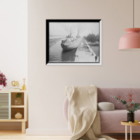 Historic Framed Print, [Whaleback entering Weitzel Lock, Sault Sainte Marie, Mich.],  17-7/8" x 21-7/8"