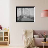 Historic Framed Print, [On Brooklyn Bridge, New York, N.Y.],  17-7/8" x 21-7/8"