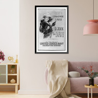 Gee!! I wish I were a man Id join the Navy Be a man and do it - United States Navy recruiting station.Howard Chandler Christy 1917. Classic, Antique Wall Art
