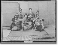 Playing on samisen, fuye, taiko, and tsuzumi, Historic Print