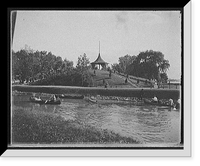 Historic Framed Print, [Canoes on stream or canal, possibly at Belle Isle Park, Detroit],  17-7/8" x 21-7/8"