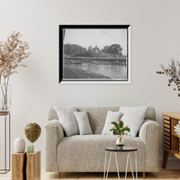 Historic Framed Print, [Canoes on stream or canal, possibly at Belle Isle Park, Detroit],  17-7/8" x 21-7/8"
