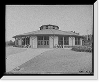 Circular building, possibly a pavilion, in a park in New York State, Antique Poster