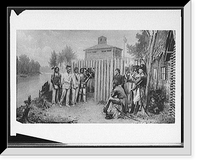 Historic Framed Print, [Indians meeting with admiral and officers at stockade],  17-7/8" x 21-7/8"