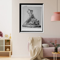 Historic Framed Print, [Nude warrior with helmet battling centaur],  17-7/8" x 21-7/8"