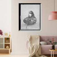 Historic Framed Print, [Fisherman and girl aboard boat],  17-7/8" x 21-7/8"