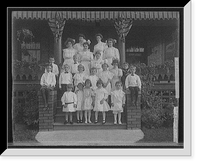 Historic Framed Print, [Children and women on steps of house, possibly school children and teachers],  17-7/8" x 21-7/8"