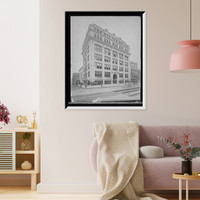 Historic Framed Print, [Journal Building and street railroad construction, possibly Detroit, Michigan],  17-7/8" x 21-7/8"