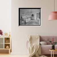 Bedroom with brass bed Classic, Antique Print