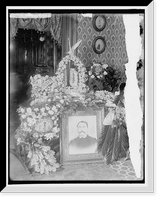 Memorial corner with wreaths surrounding portrait of man, Antique Wall Art